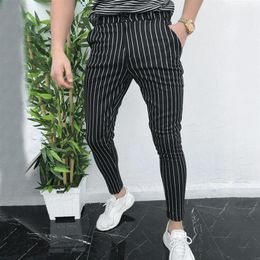 2019 Men Dress Pants Mens Skinny Casual Trousers Slim Fit Business Mens Suit Pants High Quality Formal Plaid size323N