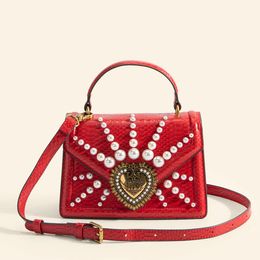 Shoulder Bag Fashion Shoulder Bag Mature Women's Mother Gift with Pearls and Gift Box 230426