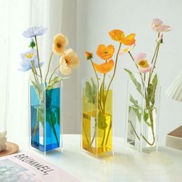 Vases Acrylic Geometric Shape Flower Container Transparent Hydroponic Exquisite Vase Plants Bottle Desktop Home Decor 230701