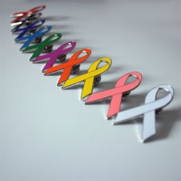 Pins Brooches PBR10310 Awareness Jewellery Purple Pink Blue Yellow White Black Orange Green Ribbon Enamel Lapel Pins Badge Brooch Pin 230630