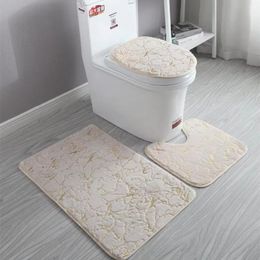 Dishes Home Living Room Bathroom Toilet Mats Set Gold Printing Anti Slip Rugs Bedroom Print Rug Shower Mat Bath Mats Bathroom