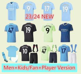 22 23 24 24 Haaland Football Shirt Mance City Final Stambul Kit Mahrez Grealish de Bruyne Foden Football Shirt 2023 2024 J. Alvarez Manchester Nowy Rok