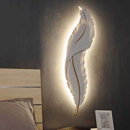 Lamps Indoor Nordic Decorative Modern Luxury Lamp Bedroom LED Feather Wall Sconces Bedside Living Room Simple LightingHKD230701