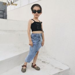 Clothing Sets Fashion Baby Girl Jean Skirt Cotton Toddler Teen Asymmetric Denim Casual Design Summer Clothes 2 12Y 230630