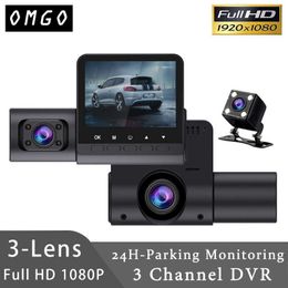 3 Channel Car DVR HD 1080P 3Len Inside Vehicle Dash Cam Three Way Camera DVRs Recorder Video Registrator Mini Dashcam CamcorderHKD230701