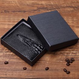 New Luxury Men's Wallet Alligator Crocodile Head Short Leather Wallet Credit Card Holder Coin Bag Purses Men's Textured Wallet