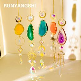 Decorative Objects Figurines Natural Stones Agate Sun Catcher For Rainbow Maker Hanging Crystal Witch Suncatcher Windchime Wall Decor 230701