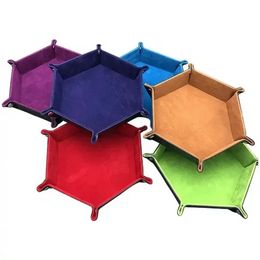 Portable Dice Pad Dice Holder Collapsible PU Leather Hexagonal Dice Tray Wholesale JY01