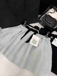 Skirts Designer 23 Spring/summer Age Reducing Style Velvet Bow Splice High Waist Fluffy Woven Wool Half Skirt V9YA