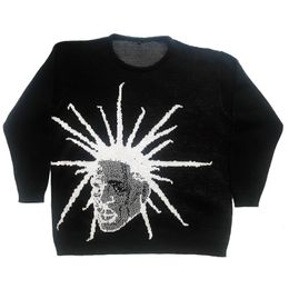 Men's T Shirts Harajuku Retro Knit Sweater Y2K Winter Oversized Rock Hip Hop Print Rap Pullover Women's EMO 230630