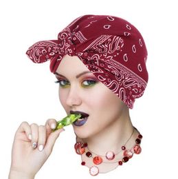 New Bowknot Turban Women Muslim Inner Hijab Hat African Pattern Beanies Print Headscarf Bonnet Chemo Cap Hair Loss Wap Headwear