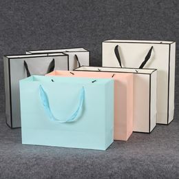 Gift Wrap 1pc multiple sizes Thick Black White Kraft Paper Tote Bags Clothing Packaging Bag Christmas festival Birthday Gift Wrapping 230630