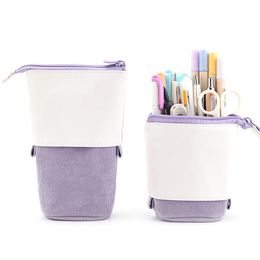 Bags Popup Pencil Case Telescopic Holder Stationery Case PU Corduroy Standup Transformer Bag Large Capacity Gift for Kids