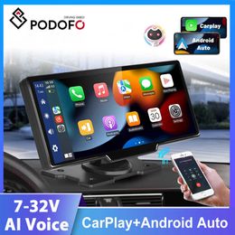 Car dvr Podofo 9" Rearview Monitor Video Recording Carplay Wireless Connexion HD Display GPS Navigation DashboardHKD230701