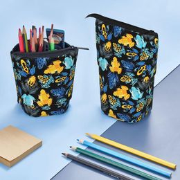 Bags Colorful Tropical Frogs Fold Pencil Case Forg Funny Wildlife Designs Cool Standing Pencil Box Stationery For Teens Pen Bags
