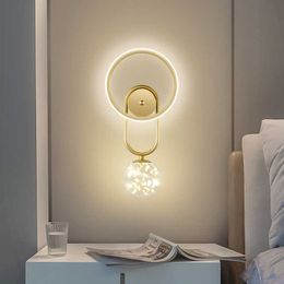 Lamps Nordic Luxury LED Bedside Reading Wall Lamp Lights For Master Bedroom Creative Background Lighting Decoration Aisle SconcesHKD230701