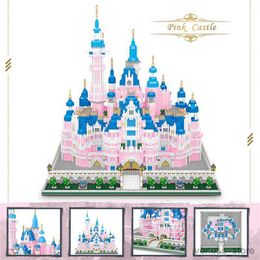 Blocks 6718pcs Architecture Amusement Park Building Blocks Pink Princess Castle Model Mini Diamond Blocks Toys for Children R230701