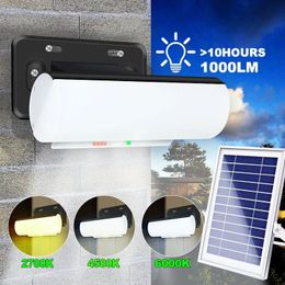 split solar wall light 3 modes motion sensor security lights with remote control 2700K 4500K 6500k 6 speed adjustable 3 Colour temperature