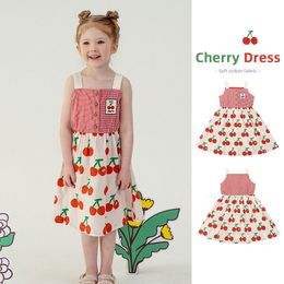 Clothing Sets Kids Clothes Girls Dress For 2023 Summer PS Korean Baby Girl Cherry Printed Princess Children's Clothings 2 To 8Years 230630