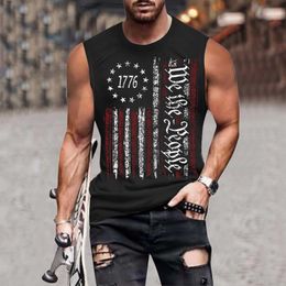 Men's Tank Tops American Flag 3d Printing Top Summer Vintage Tshirt Harajuku Independent Sleeveless Shirts 230630