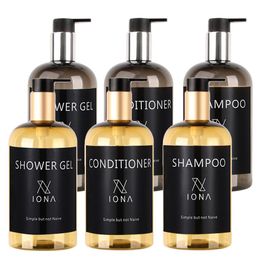 Bottles 3pcs 500ml Dispenser Pump Bottles Empty Plastic Press Shower Gel Shampoo Conditioner Bathroom Shower Set