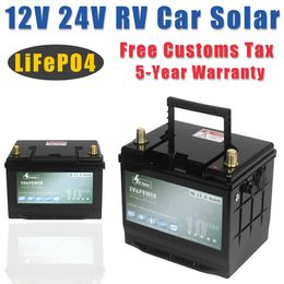 12V 24V 40 60 80 100 120 200Ah LiFePO4 Lithium Iron Phosphate Battery With BMS More 6000 Cycles For Golf Cart EV RV Solar Energy