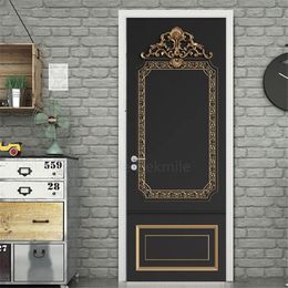 Holders Pvc Door Sticker Modern 3d Abstract Sier Line Wallpaper Art White and Black Doors Poster Selfadhesive Mural Stickers Decor