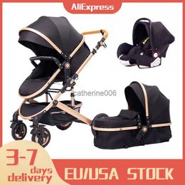 Luxury Baby Stroller 3 in 1 High Landscape Baby Cart Can Sit Can Lie Portable Pushchair Baby Cradel Infant Carrier Free Shipping L230625