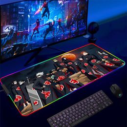 Rests Rgb Pc Gamer Keyboard Mouse Pad Anime Nnarutoes Mousepad Led Glowing Mouse Mats Rubber Gaming Accessory Computer Desk Mausepad