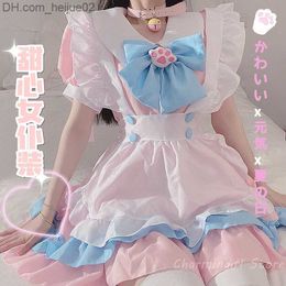 Sexy Set Sexy Set e Plus Size 5XL Women Maid Outfit Cosplay Anime Lolita Cute Cat Pink Blue Lace Trim Apron Paw Dresses Full Set 230110 Z230701