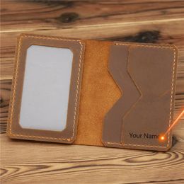 Engraving Fashion Men's Leather ID Credit Card Holder Wallet Coin Purse Business Slim Money Pocket Case Multi-card Card Holder