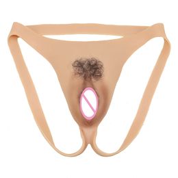 Breast Form Silicone Fake Vagina Panties Men Penetratable Vagina Boxer Briefs for Crossdresser Transgender Shemale Gaff Soft Tits 230701