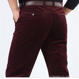 Whole- Whole thick section corduroy trousers loose straight middle-aged waist elastic strip Trousers casual long pants Dad2040