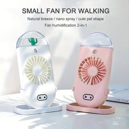 1pc Handheld Portable Fan, Spray Water Fan, Hand-held/Stand Desktop, Seven Colour Gradient Ambient Light, Three Fan Speeds, Low Noise Operation, USB Charging