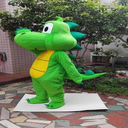 2019 Factory Green dragon Dinosaur Mascot Costume Cartoon Clothing Adult Size Fancy Dress Party 258A