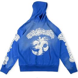 Real Pics 2023ss Blue Cotton High Quality Hoodie Sweater