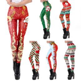 Capris Vip Fashion Colorful Christmas Legging Fashion Xmas Party Women Clothing Slim Midwaist Long Pants Winter Festival Leggings