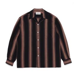 Men's Polos WACKOMARIA 22FW Striped Long Sleeve Shirt 230630