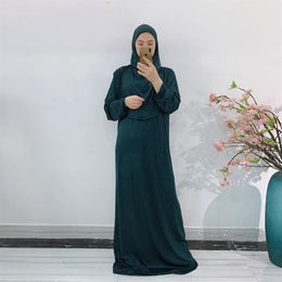 Ethnic Clothing Eid Hooded Muslim Women Hijab Dress Prayer Garment Jilbab Abaya Long Khimar Full Cover Ramadan Gown Abayas Islamic271L