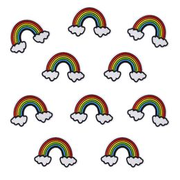 10PCS Rainbow Embroidered Patches for Kids Clothing Bags Iron on Transfer Applique Patch for Dress Jeans DIY Sew on Embroidery Sti252r