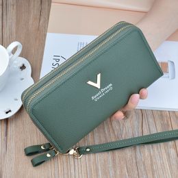 2023 Promotion Phone Purse Women Wallet Big Female Purse Leather Brand Retro Ladies Long Woman Wallets Card Clutch Double Zipper