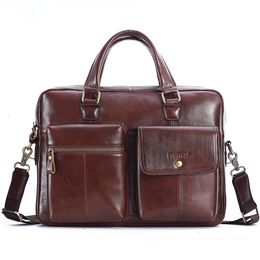 Briefcases Leather Briefcase for Men Italian Handcrafted Full Grain Messenger Bag Laptop Dark Brown Time Resistance 230701