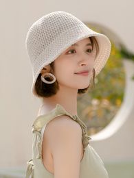 Foldable Handmade Fisherman Straw Hat Sun Protection Sweet Summervacation Leisure Vacation Wild Coolhat Fashion Bucket Beach Hat