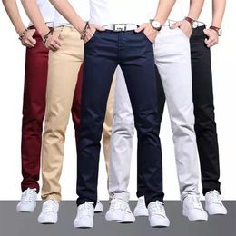 Men's Pants Spring and summer 98% cotton Pants men Business Slim Elastic Casual black Khaki Fit Straight pant trousers male194S