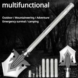 Outdoor multifunctional military shovel, camping survival, mountaineering, fishing, four section shovel, foldable garden shovel