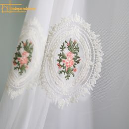 Sheer Curtains Embroidered White Gauze for Living Room Bedroom Bay Window Finished Custom Partition Curtain Home Decoration 230701