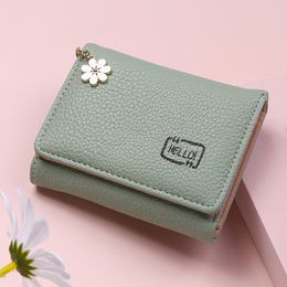 2022 Cute Women Wallet Short Flower Tassel Female Soft Small Coin Purse Card Holder Wallets for Women Monederos Manga Solid Bag