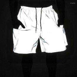 Men's Shorts Reflective Pockets For Men Night Fluorescent Sporting Breathable Joggers Male Hip Hop Harajuku Bermuda Masculina