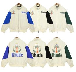 Lüks marka ceket Rhude Erkek Ceketler Kabanlar Tişörtü sonbahar spor Tasarımcı ceket Yüksek kaliteli rahat ceketler ABD BOYUTU S-XL kazak