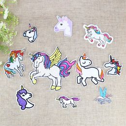 10 Kinds of Unicorn Patches for Clothing Bags Iron on Transfer Applique Patch for Dress Jeans DIY Sew on Embroidery Kids Fancy Sti321P